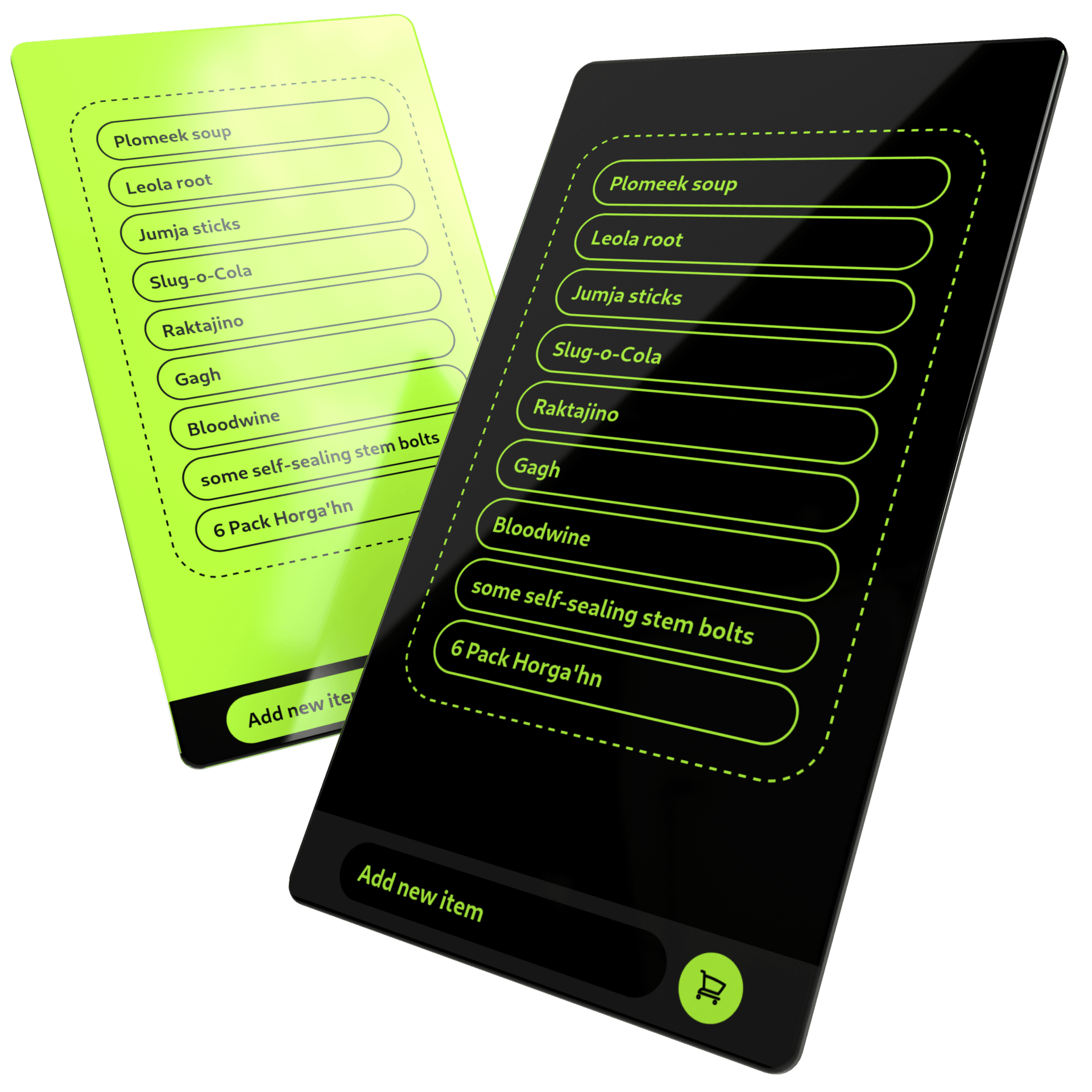 Mockup rendering of the chit web app in a mobile friendly size. The rendering shows two screens, one for dark mode and one for light mode in the background.