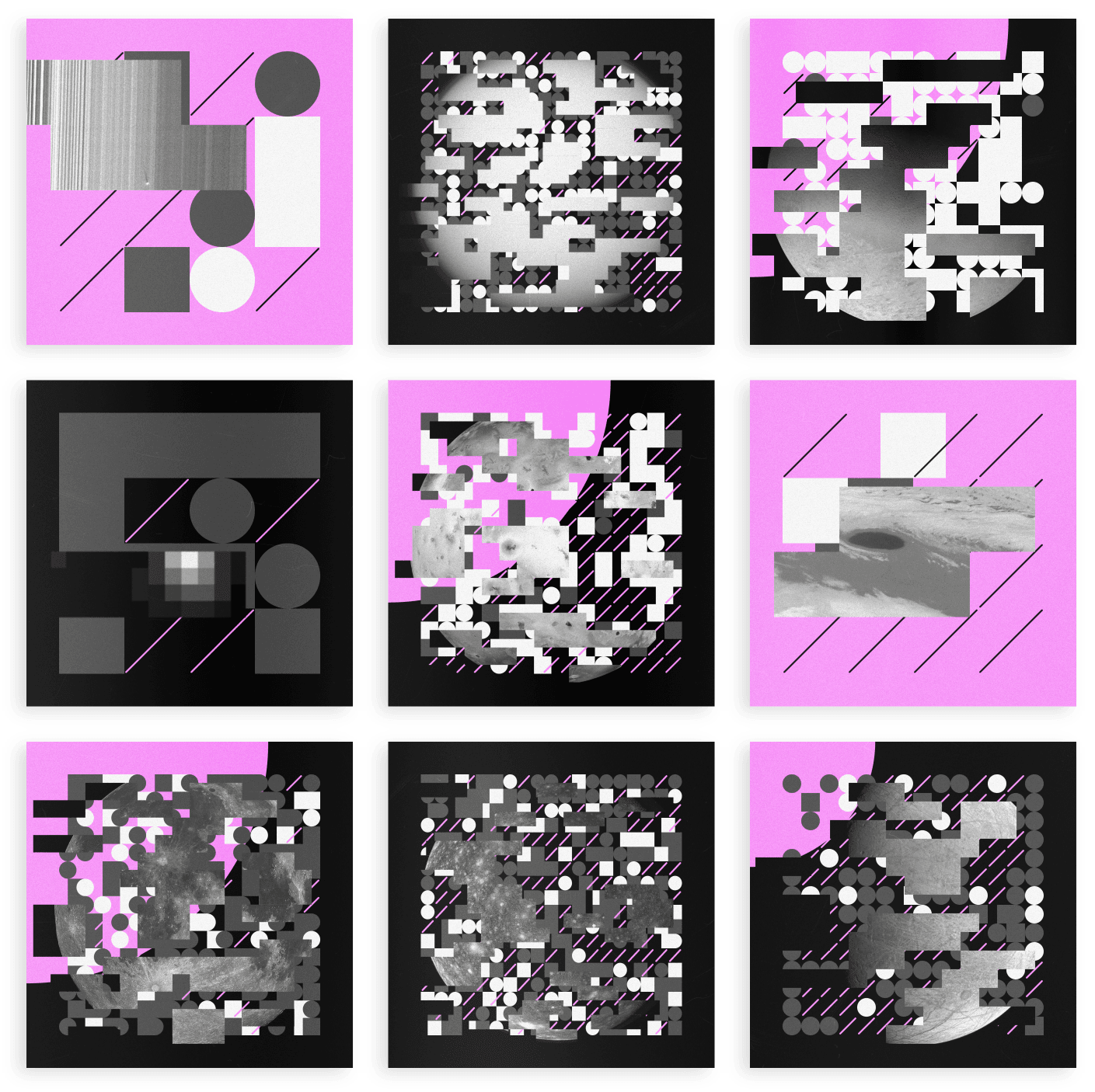 9 Covers for Generative Moonscapes